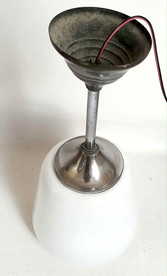Image 1 of Suspension opaline Art Déco Hauteur 53 cm