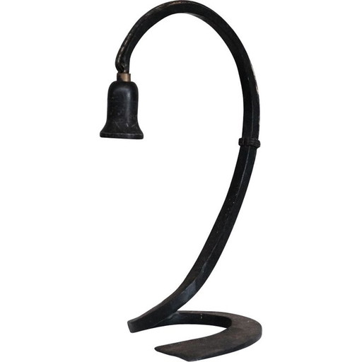 Brutalistische Eisen-Tischlampe, Frankreich 1950