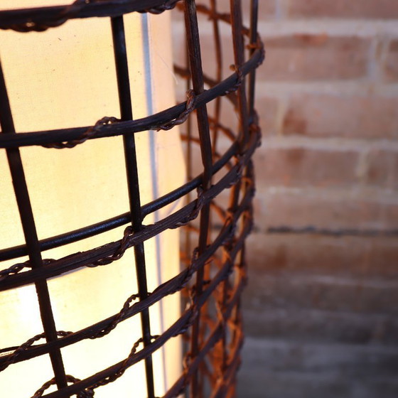 Image 1 of lampada da terra vintage lampada da terra in vimini tessuto Japandi