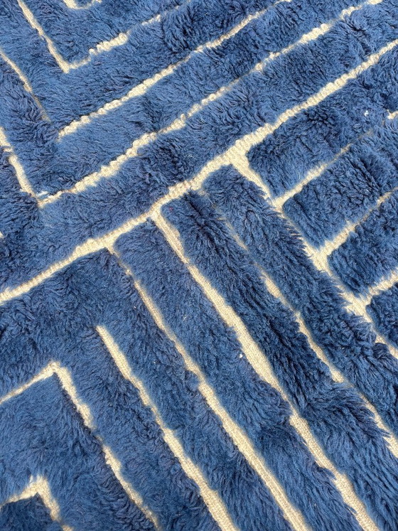 Image 1 of Tapis berbère bleu marocain Mrirt en laine 190x240 cm – Tapis berbère tissé à la main