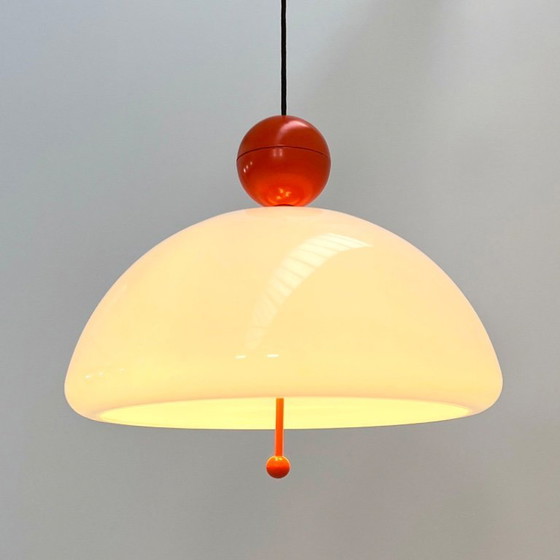 Image 1 of Lámpara colgante Saliscendi en naranja de Elio Martinelli para Martinelli Luce, años 70