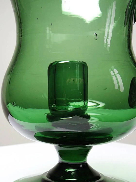 Grande lanterne vintage en verre soufflé vert, années 1960-70. – Bougeoirs et chandeliers, Cristal (photo 8 of 14)