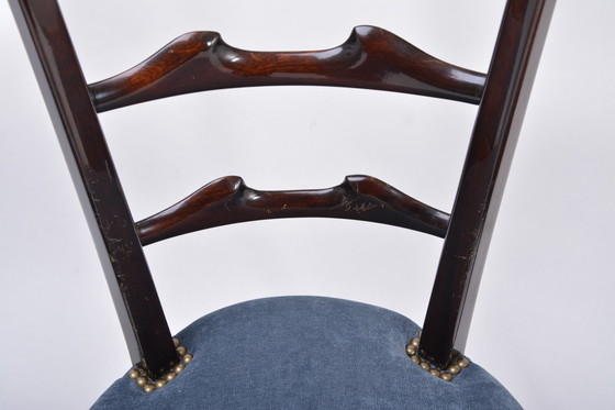 Image 1 of Set of Four Italian High Back Dining Chairs by Aldo Tura