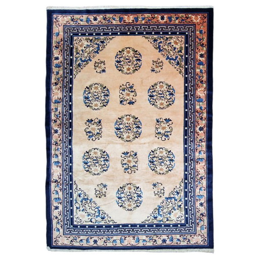 Alfombra china antigua azul – Lana anudada a mano – Diseño tradicional – 245 x 170 cm – vloerkleden en tapijten, Wool
