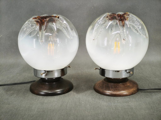 Paar Murano Glas Tischlampen, Italien, 1950er Jahre