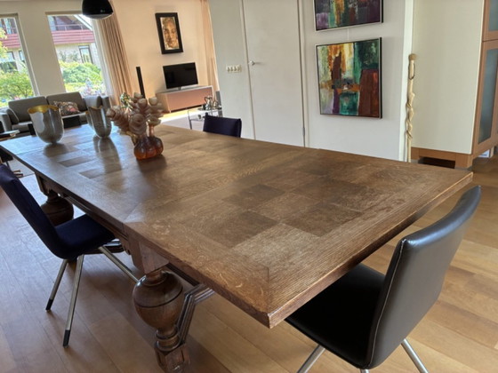 Vecchio lungo tavolo da pranzo/tavolo decorativo in rovere – Tavoli da pranzo, Legno (photo 3 of 5)