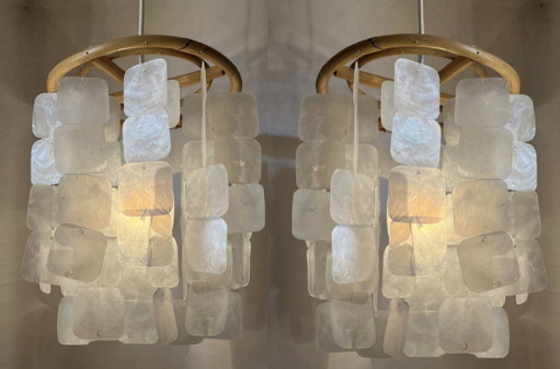 Capiz Hanglampen Vintage Bamboe Hanglamp Set Van 2