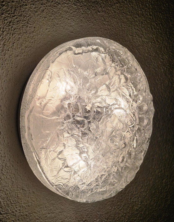 Image 1 of Doria Leuchten Ice Glass Ceiling Lamp  Mid-Century Vintage Retro Lamp