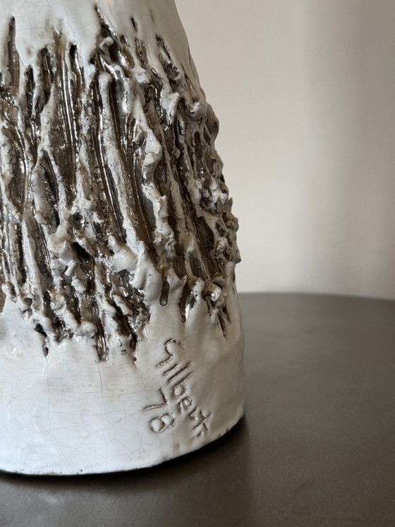 TABLE LAMP, ITALY, 1978, Monumental Base, Italian Brutalism – Gilberti, Ceramic (photo 4 of 8)