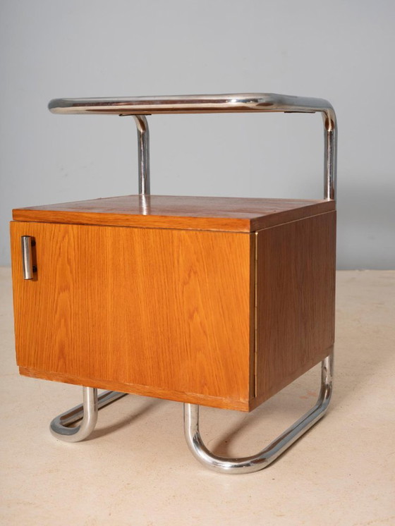 Image 1 of Pair of Chromed Nightstands, Vichr & spol, 1950s, Czechoslovakia