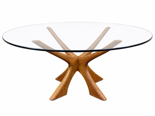 Teakhouten salontafel T118 glas uit de jaren 60/70 van Illum Wikkelso voor Niels Eilersen – Gold, Wood