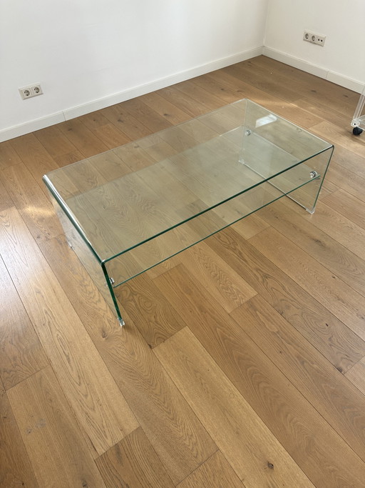Table basse minimaliste en verre avec étagère inférieure – salontafels, Glass
