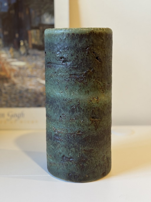 Vintage green ceramic vase - Studio Pottery