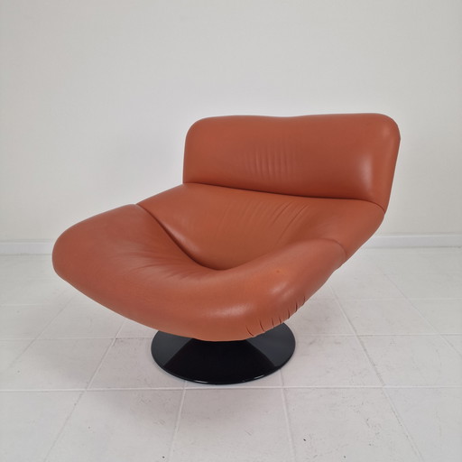 Artifort F518 Loungestoel van Geoffrey Harcourt in leer, jaren 1970