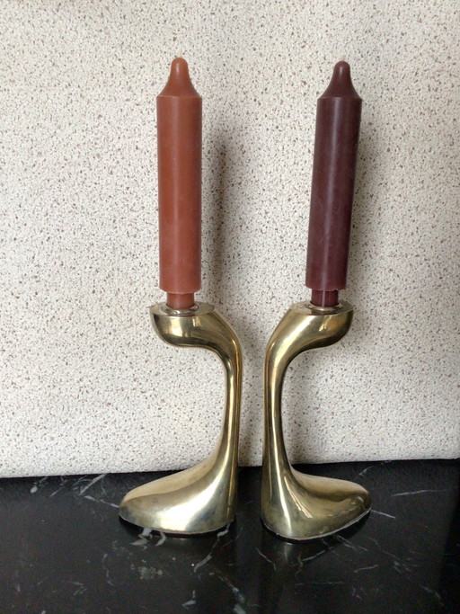 Candelabros de latón vintage