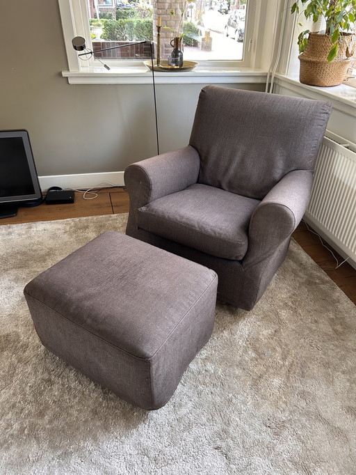 Fauteuil design Flexform Nonna Maria avec pouf