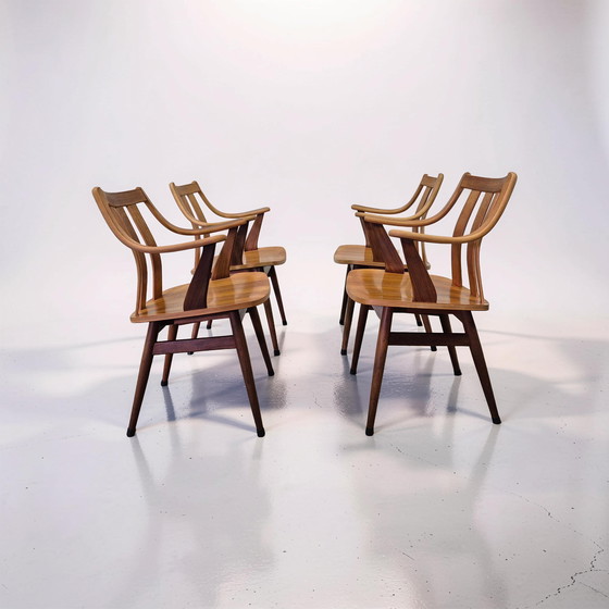 Image 1 of 4 chaises en contreplaqué style milieu du siècle, Pays-Bas, années 1960