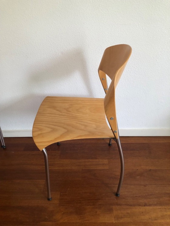 Image 1 of 6x krijn Hamelink Cadiz Plywood dutch design stoelen