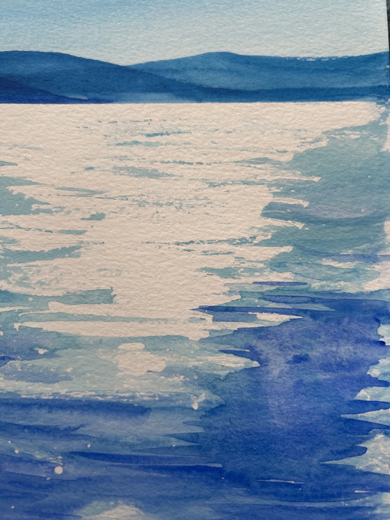 Image 1 of Blue watercolor "Light on the Water"