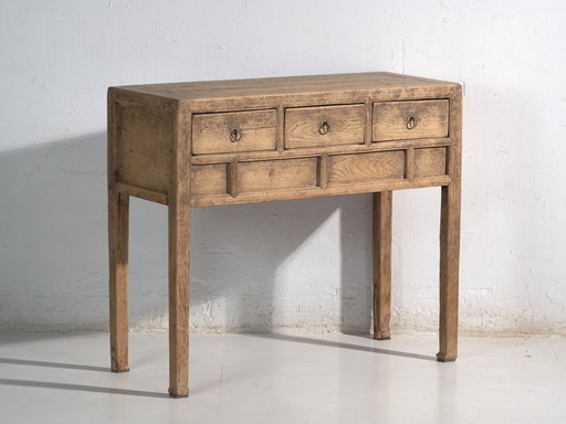 Antieke console van vurenhout met drie laden – China, circa 1930