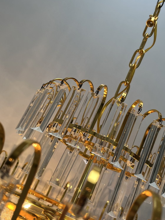 Image 1 of XL size large size hand cut Crystal Chandelier 70s mid century Style