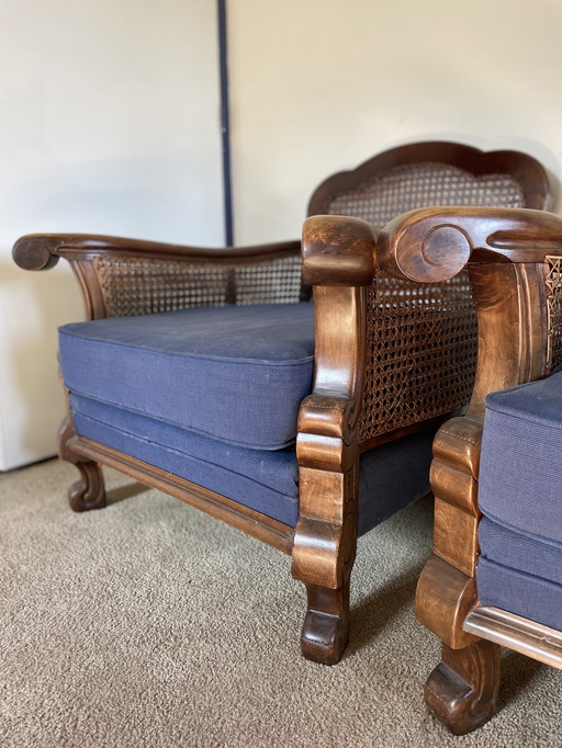 Two 1920s chairs. Mahogany with webbing
