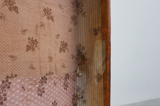 Image 1 of Vintage brown leather suitcase with copper details, China 1900s
