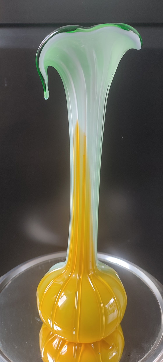 Image 1 of Large blown glass vase, artistic glassware from the 1970s.
