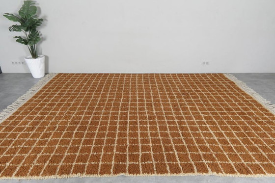 Image 1 of Alfombra marroquí personalizada con diseño de cuadrícula - Alfombra de pelo alto de 300x200 cm - Alfombra Beni ourain