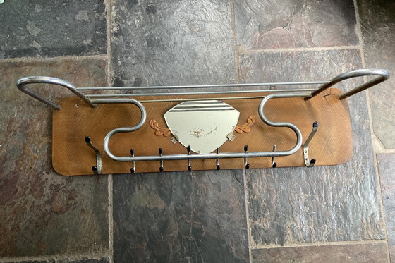 Image 1 of Vintage coat rack with chrome tube and mirror