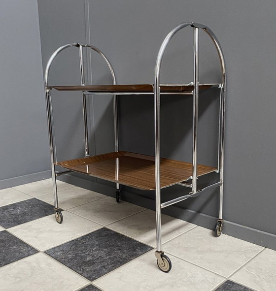 Foldable Serving Trolley by Bremshey & Co 1970s – Bar carts, Metal, lamine (photo 4 of 11)
