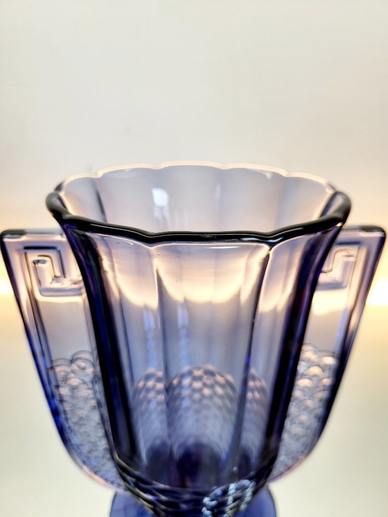 Image 1 of Val Saint Lambert Art deco Vase, Luxval Serie Modell Romeo, fliederfarben, Belgien
