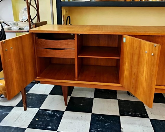 Image 1 of Teakhouten en leren dressoir van Malora, 1955