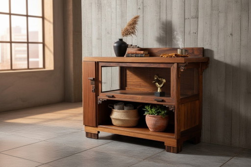 Credenza scolastica di Amsterdam, mobile Art Déco – dressoirs, Wood, Glass (photo 2 of 11)