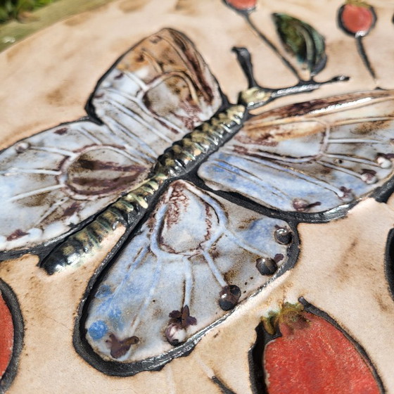 Image 1 of Cornice da parete in ceramica a forma di farfalla, Rusha Art, anni '60-'70