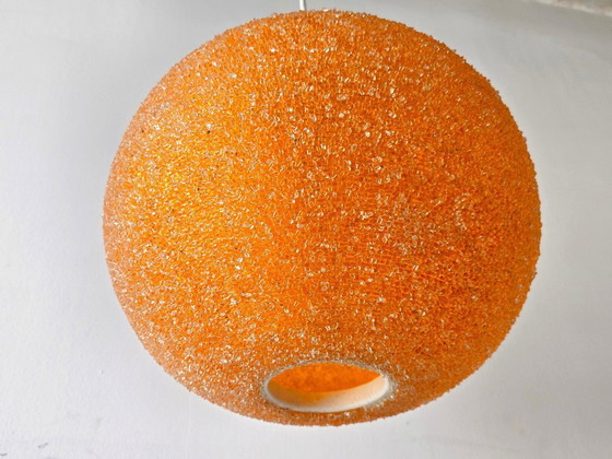 Image 1 of LUSTRE SUSPENSION BOULE VINTAGE 1960 ROTAFLEX RESINE ORANGE 60S 1960S SPACE AGE
