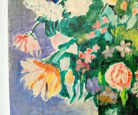 Vintage Floral Still Life, Impressionistic Early 1960s – Paintings & Drawings, Canvas (photo 6 of 10)