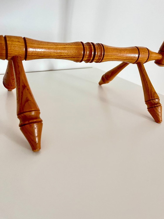 Image 1 of Specchio da tavolo inclinabile vintage degli anni '70 con base e cornice in legno