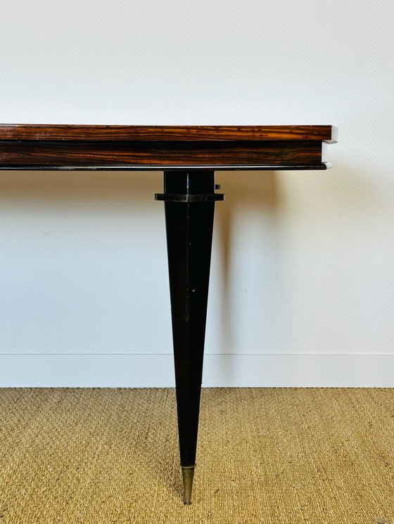 Image 1 of Art Deco modernistische eettafel met marqueterie van Macassar ebbenhout, 1940