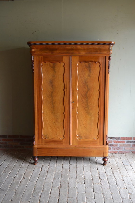 Image 1 of Antique Mahogany Wooden Biedermeier Maid's Cupboard