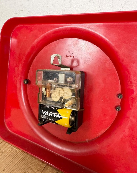 Image 1 of Vintage Red Plastic Wall Clock from Prim, 1970s