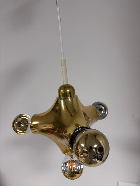 Vintage Cosack 'Gemini' Designer/Manufacturer: Gebrüder Cosack Molecule-Atomic Pendant lamp 1970s Gold, Metal (photo 9 of 14)