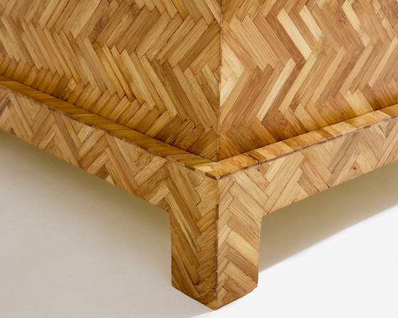 Image 1 of Galerie Maison & Jardin bamboe inlegwerk messing koffer 1970