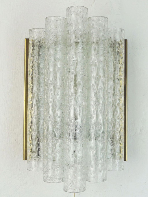 no. 2/2 - doria mid century WALL LAMP sconce with 5 glass tubes 1960s ice glass lamp - 2 available