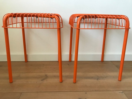 Image 1 of 2x Vintage Västerön IKEA Oranje Draadkruk by Inma Bermúdez en Francis Cayouotte, 1990s