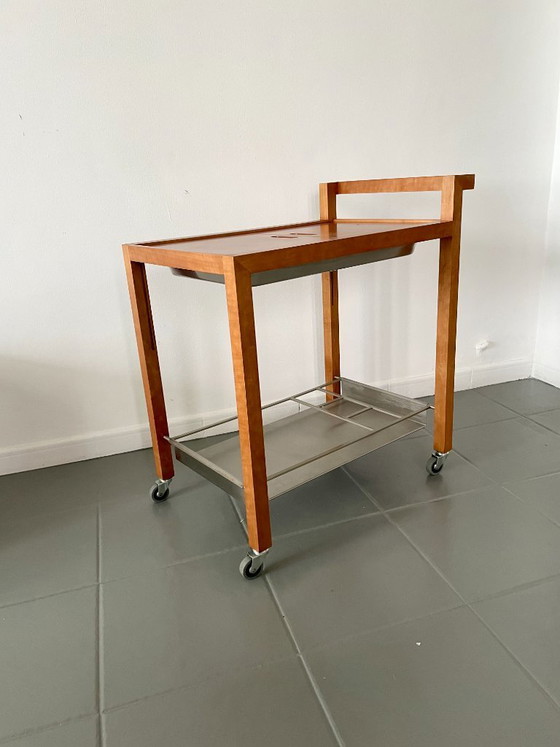 Image 1 of Chariot de bar vintage au design scandinave avec glacière intégrée en métal