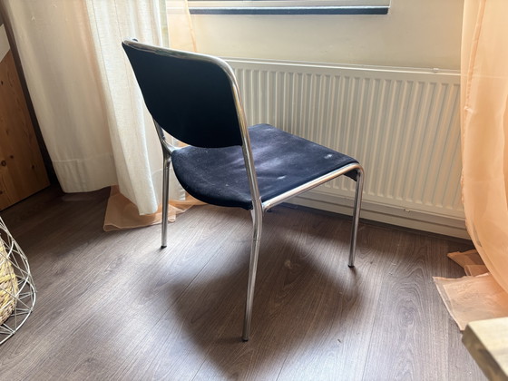 4x Vintage Lübke Dining Chairs 1960s/70s - Low Seat – Metal, Textile (photo 3 of 5)