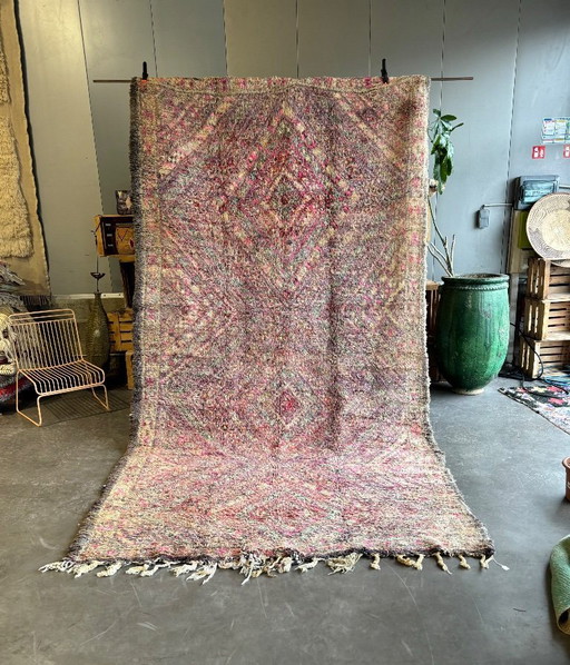 Boujad-Teppich 210 x 390 cm – Marokkanischer Vintage-Teppich – Großer handgeknüpfter Wollteppich