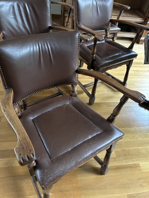 Five Classic Artifort Armchairs Model Number 680 – fauteuils, Leather, Wood