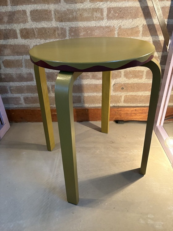 Image 1 of Taburete verde/rojo burdeos